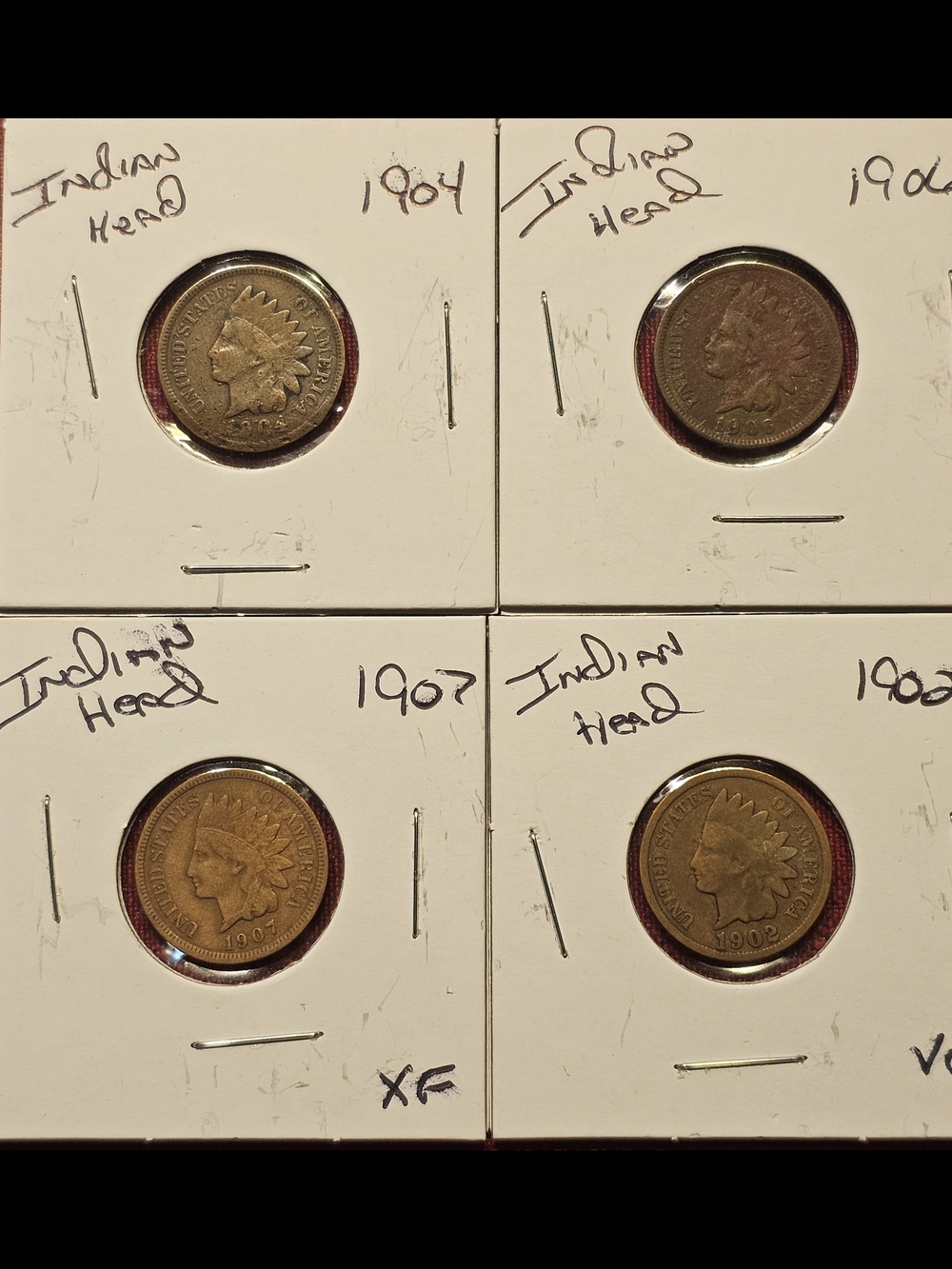 Indian Head Penny's, 1902, 1904, 1906, 1907.